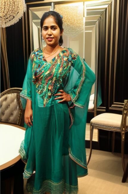 ARBIC GREEN COLOUR KAFTAN DRESS