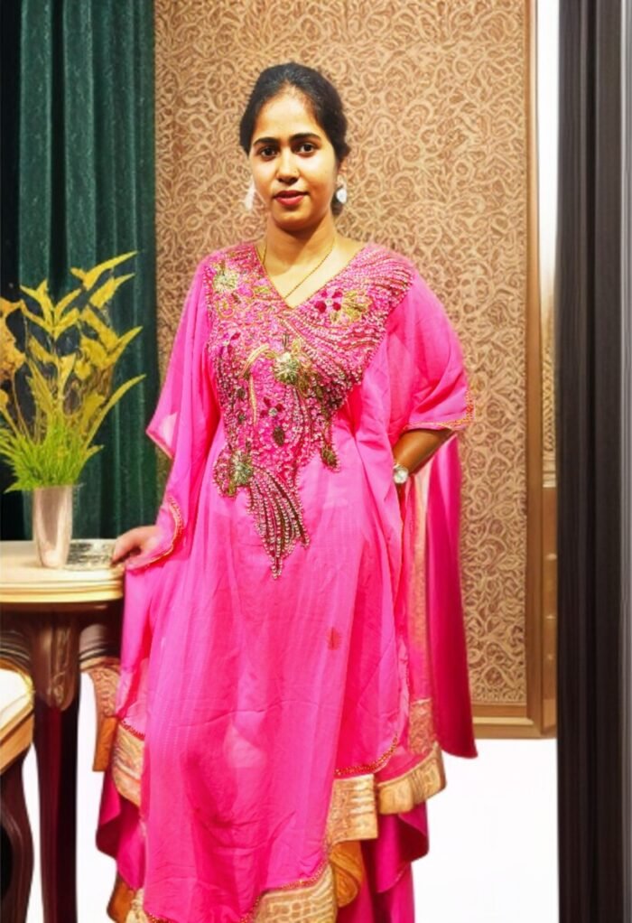 ARBIC BABY PINK COLOUR KAFTAN DRESS - Image 1