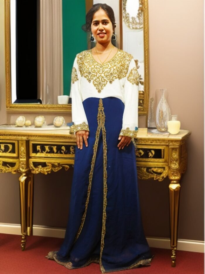 ARBIC NEVI BLUE COLOUR KAFTAN DRESS - Image 1