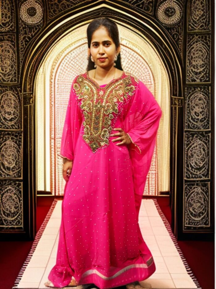 ARBIC BABY PINK COLOUR KAFTAN DRESS - Image 1