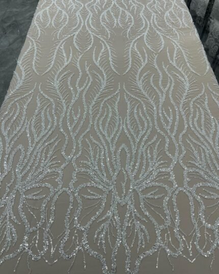 HAND MADE WHITE COLOUR NET FABRIC PER METER