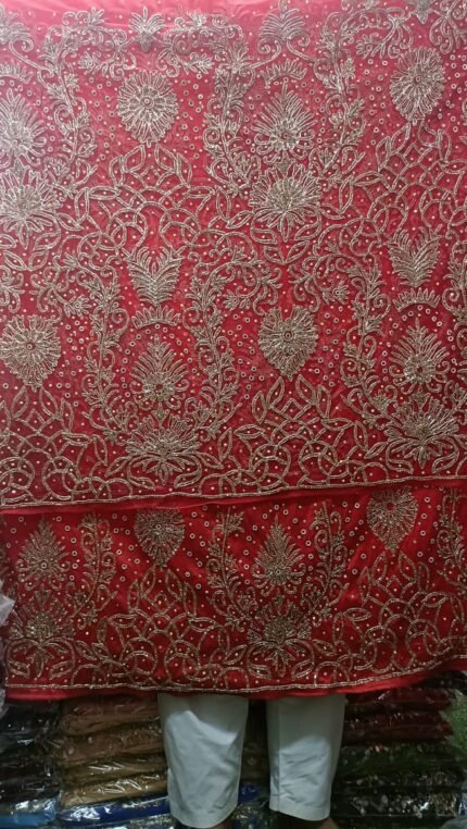 NIGERAIN RED COLOUR CRISTAL GEORGE  FABRIC