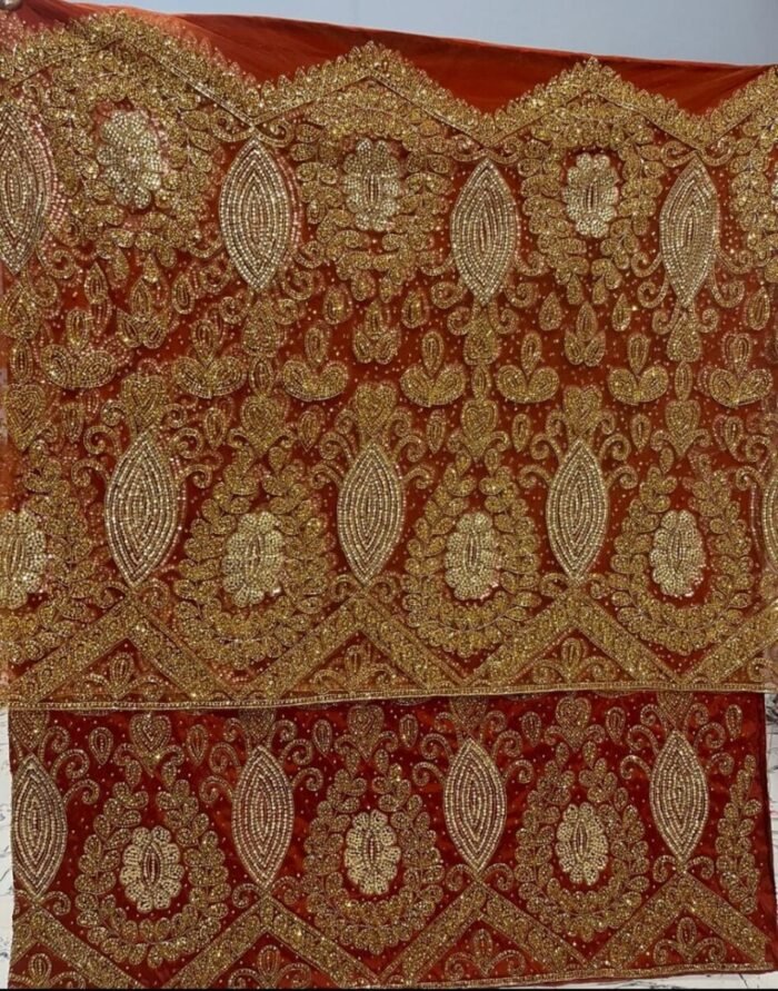NIGERAIN RED CRISTAL GEORGE FABRIC - Image 1