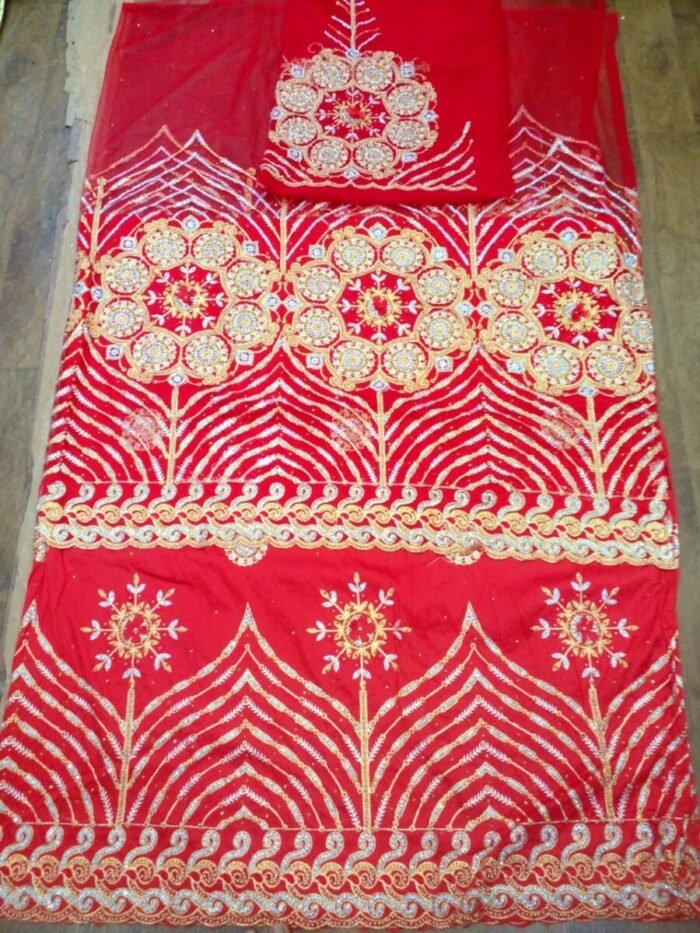 NIGERAIN RED CRISTAL GEORGE FABRIC - Image 1