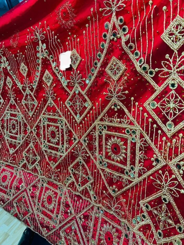 NIGERAIN RED CRISTAL GEORGE FABRIC - Image 1
