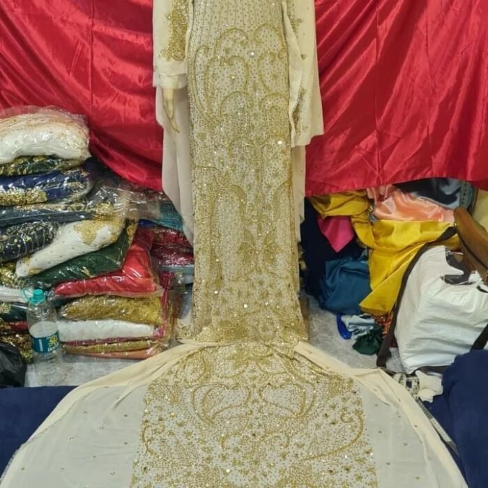 NIGERAIN WHITE COLOUR CRISTAL GEORGE FABRIC - Image 1