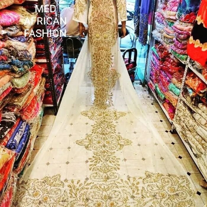 NIGERAIN WHITE COLOUR CRISTAL GEORGE FABRIC - Image 1