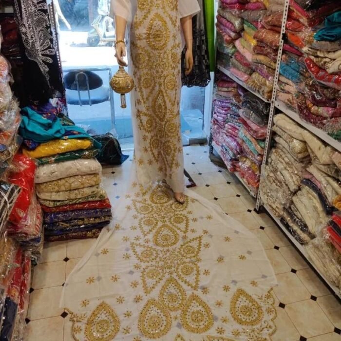 NIGERAIN WHITE COLOUR CRISTAL GEORGE FABRIC - Image 1