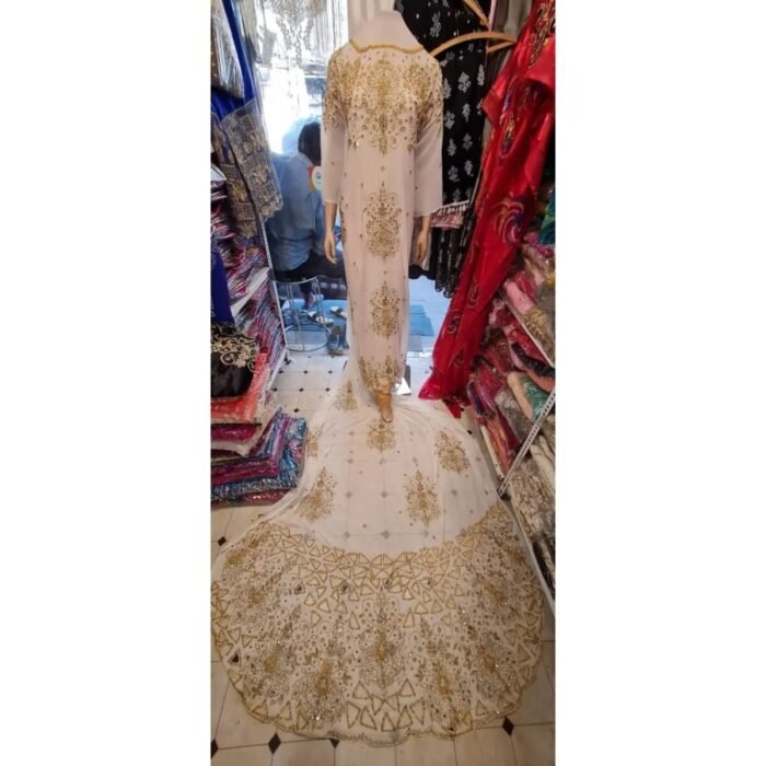 NIGERAIN WHITE COLOUR CRISTAL GEORGE FABRIC - Image 1