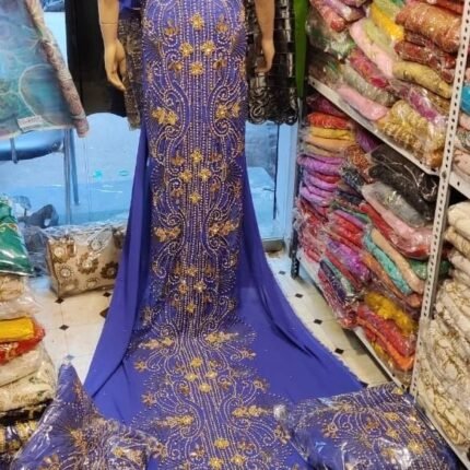 NIGERAIN BLUE COLOUR CRISTAL GEORGE FABRIC