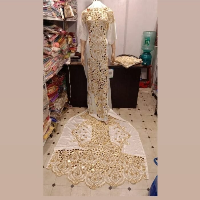 NIGERAIN WHITE COLOUR  CRISTAL GEORGE FABRIC - Image 1
