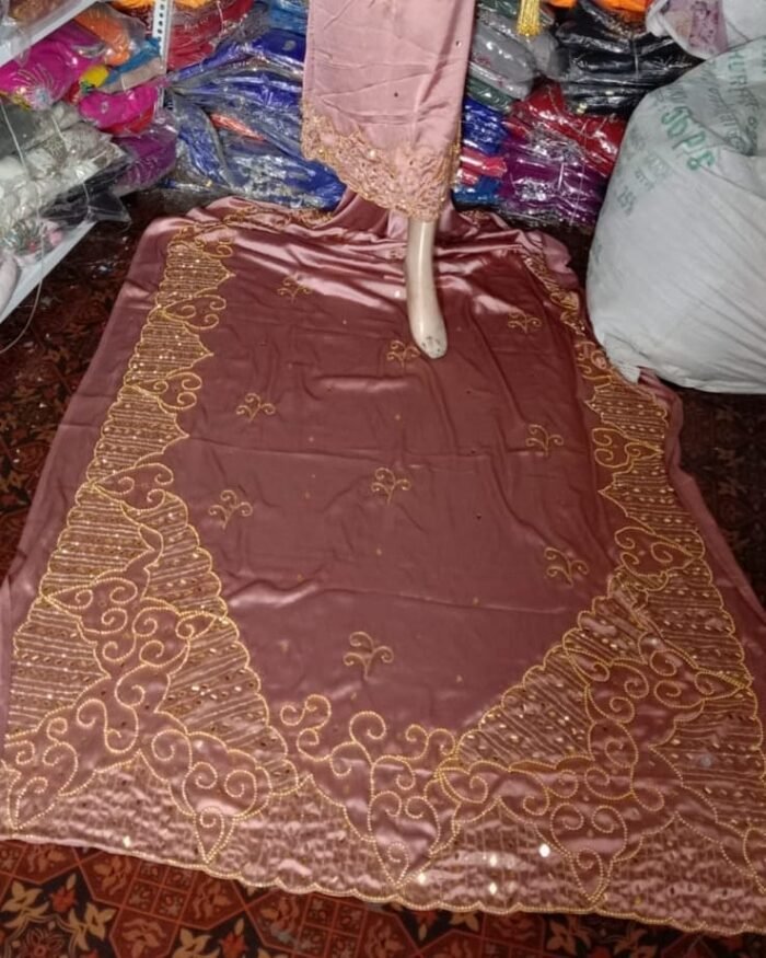 NIGERAIN LIGHT PINK COLOUR CRISTAL GEORGE FABRIC - Image 1