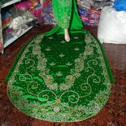 NIGERAIN LIGHT GREEN COLOUR BEADED GEORGE FABRIC