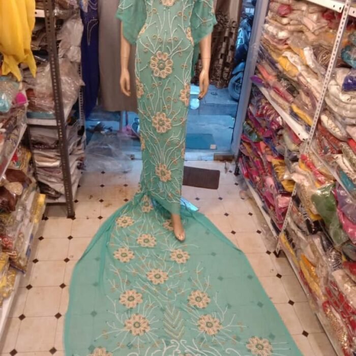 NIGERAIN SKY BLUE CRISTAL GEORGE FABRIC - Image 1