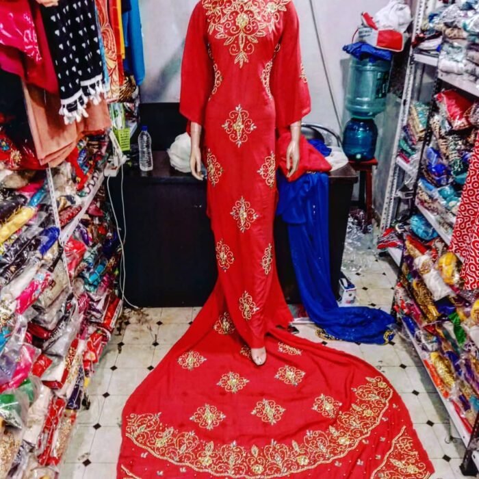 NIGERAIN RED COLOUR CRISTAL GEORGE FABRIC - Image 1