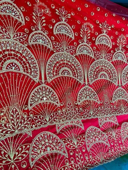 NIGERAIN RED COLOUR CRISTAL GEORGE FABRIC