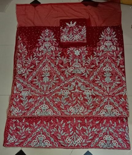 NIGERAIN RED COLOUR CRISTAL GEORGE FABRIC