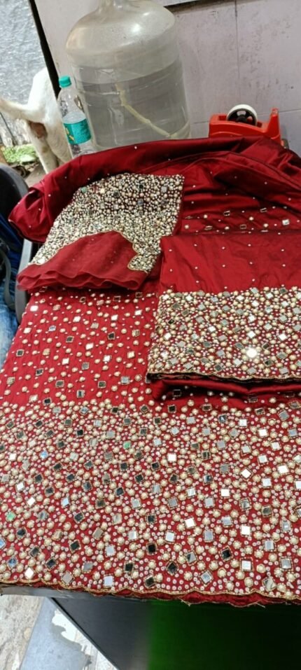 NIGERAIN DARK RED CRISTAL GEORGE FABRIC