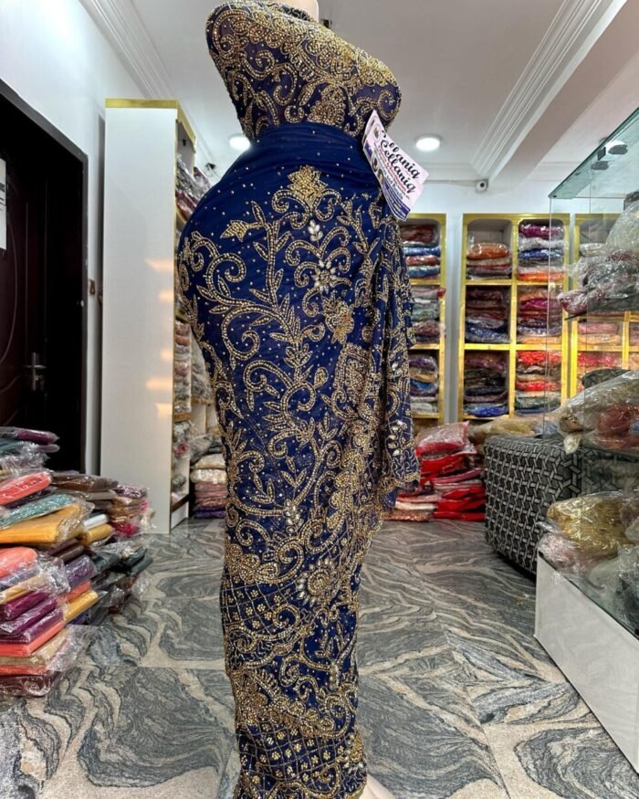 NIGERAIN BLUE COLOUR CRISTAL GEORGE FABRIC - Image 1
