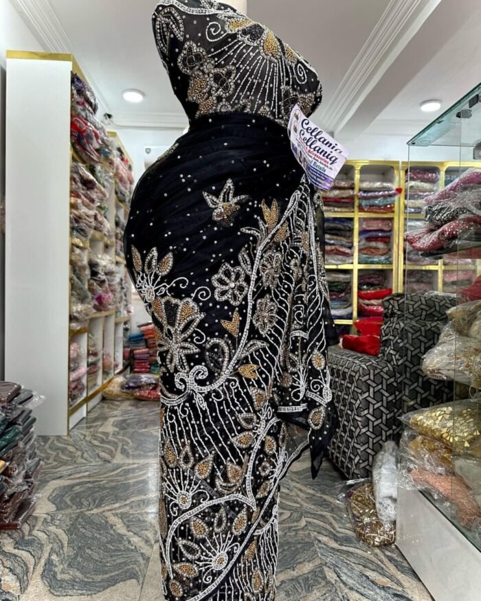 NIGERAIN BLACK COLOUR CRISTAL GEORGE FABRIC - Image 1
