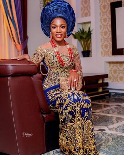 NIGERAIN BLUE COLOUR CRISTAL GEORGE FABRIC