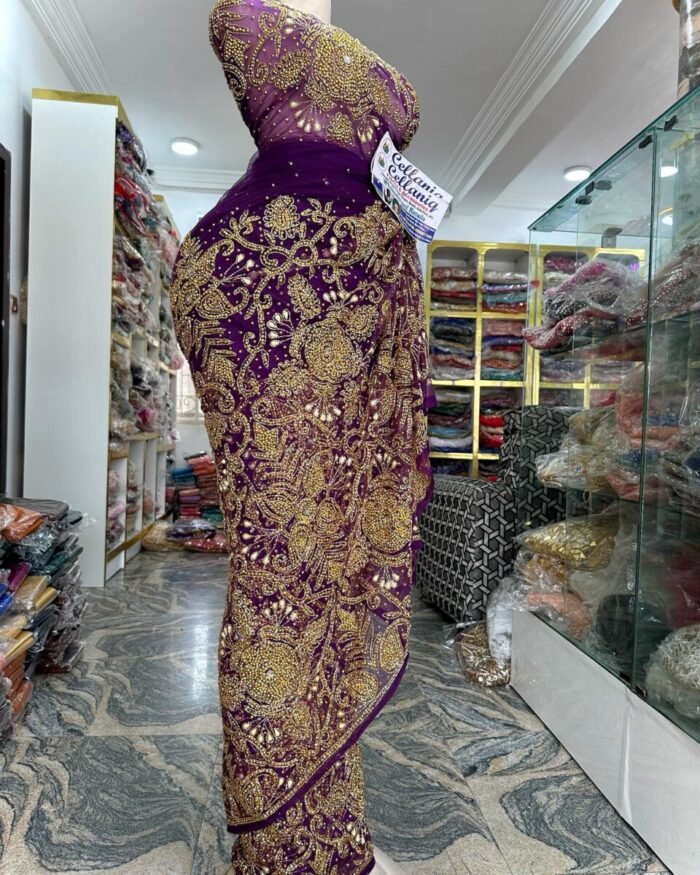 NIGERAIN PURPLE COLOUR CRISTAL GEORGE FABRIC - Image 1