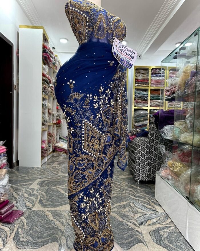 NIGERAIN BLUE COLOUR CRISTAL GEORGE FABRIC - Image 1