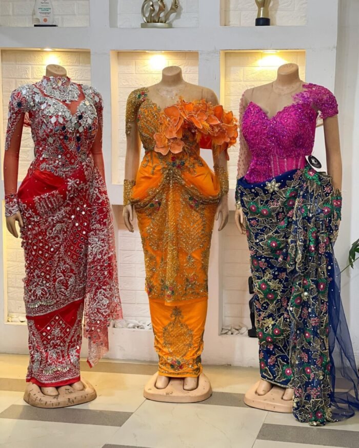 NIGERAIN MIX COLOUR BEADED GEORGE FABRIC - Image 1
