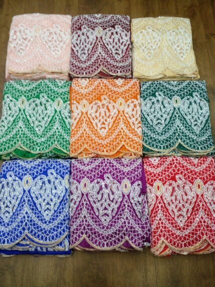 NIGERAIN MIX COLOUR BEADED GEORGE FABRIC