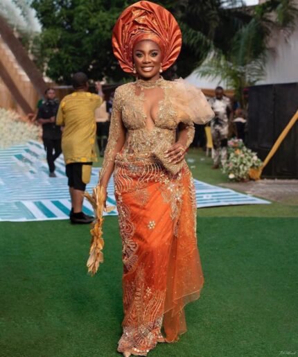 NIGERAIN BROWN COLOUR CRISTAL GEORGE FABRIC