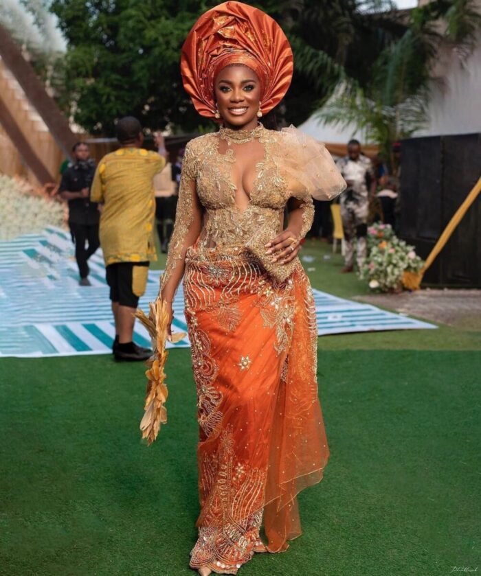 NIGERAIN BROWN COLOUR CRISTAL GEORGE FABRIC - Image 1