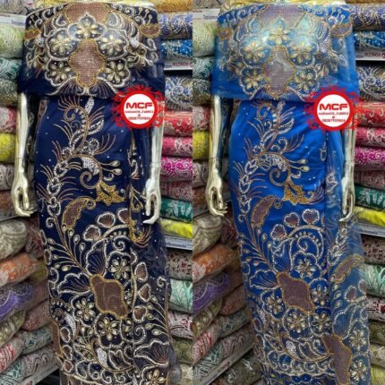 NIGERAIN MIX COLOUR BEADED GEORGE FABRIC