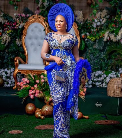 NIGERAIN BLUE COLOUR CRISTAL GEORGE FABRIC
